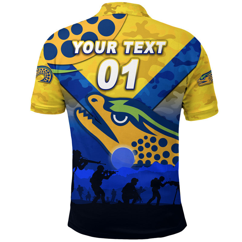(Custom Personalised) Parramatta Eels ANZAC 2022 Polo Shirt Simple Style - Gold - Vibe Hoodie Shop
