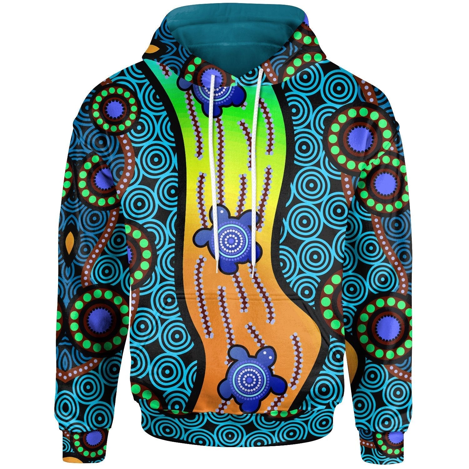 Zip - Up Hoodie - Aboriginal Turtle - Vibe Hoodie Shop