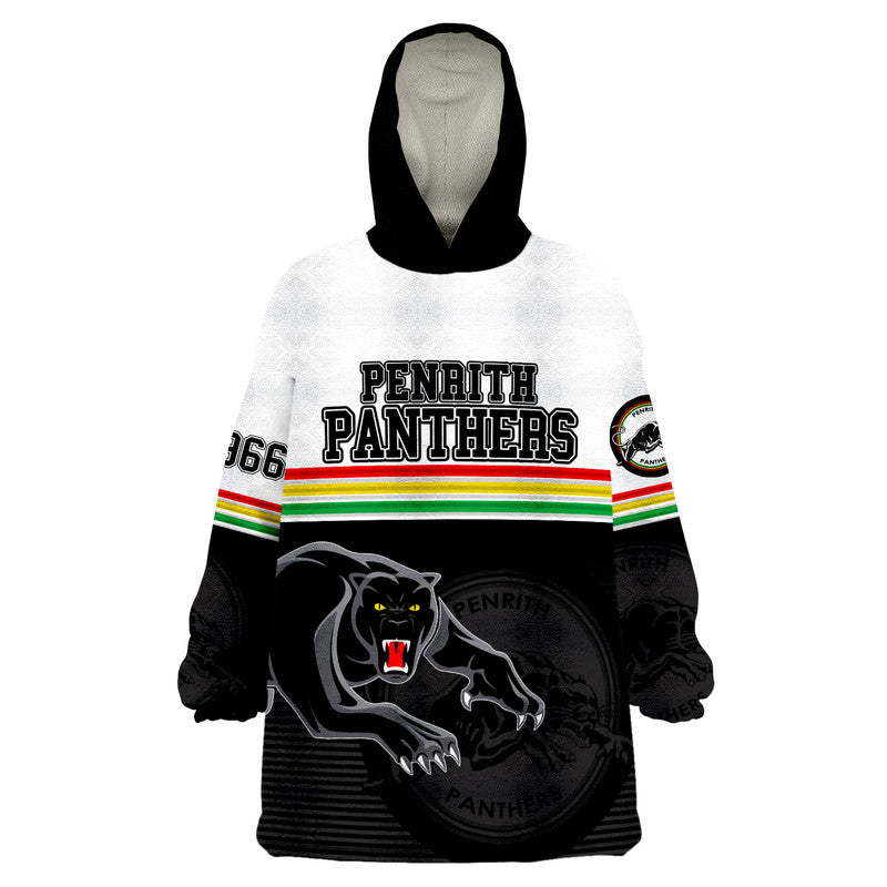 Penrith Panthers Retro 1966 Wearable Blanket Hoodie White - Vibe Hoodie Shop