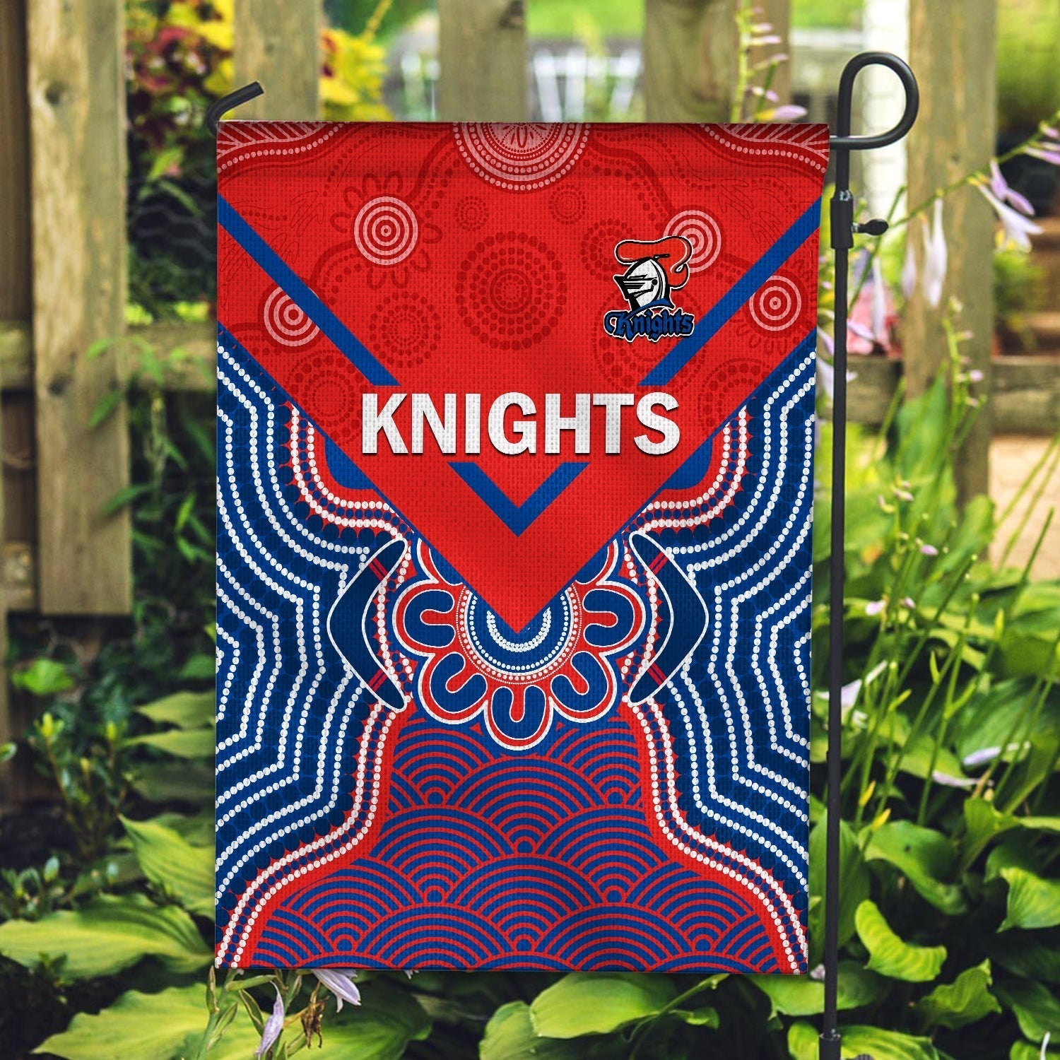 Knights Rugby Flag Novocastrians 1987 Aboriginal Art Ver.01 - Vibe Hoodie Shop