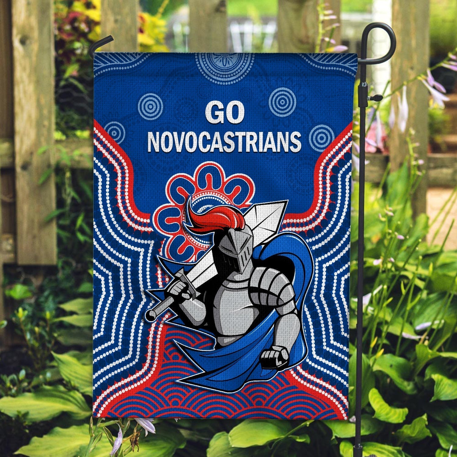 Knights Rugby Flag Novocastrians 1987 Aboriginal Art Ver.02 - Vibe Hoodie Shop