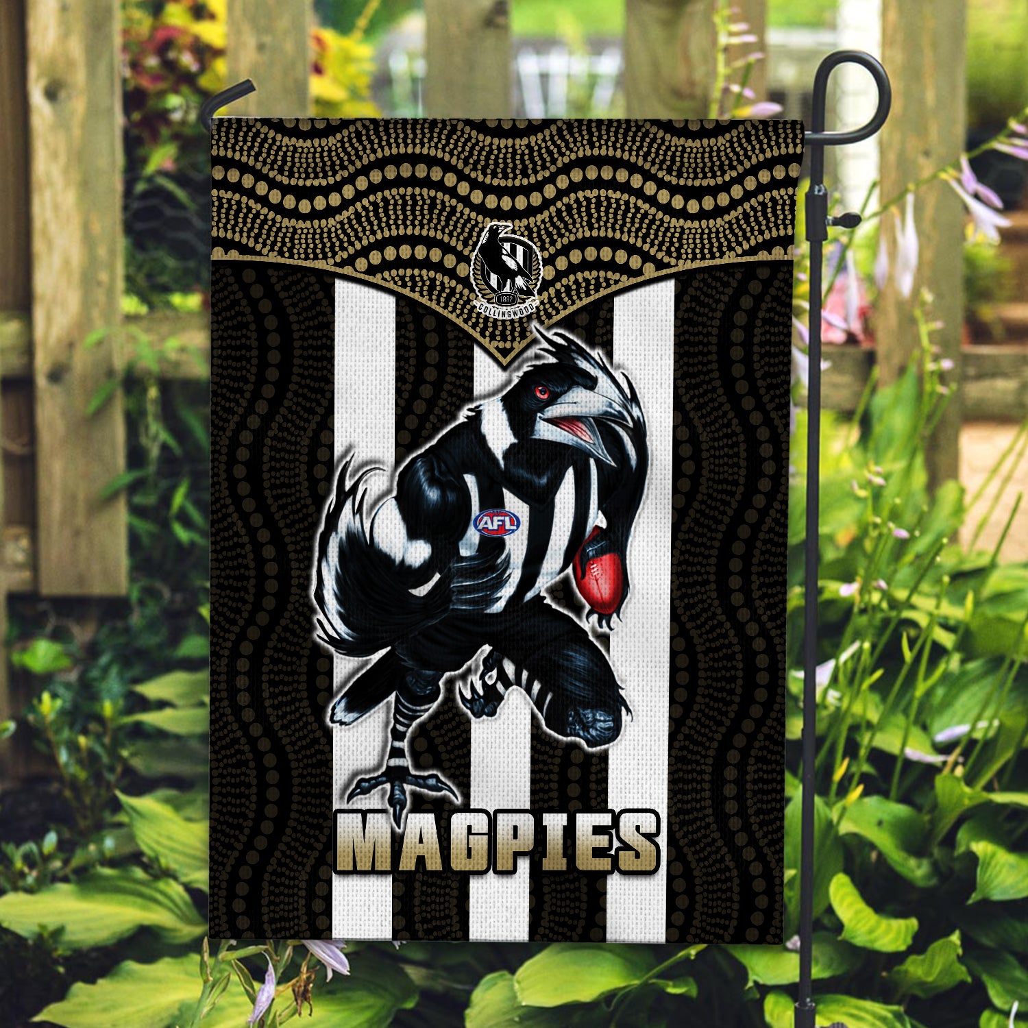 Magpies Football Flag Collingwood 1892 Indigenous Sporty Style - Vibe Hoodie Shop