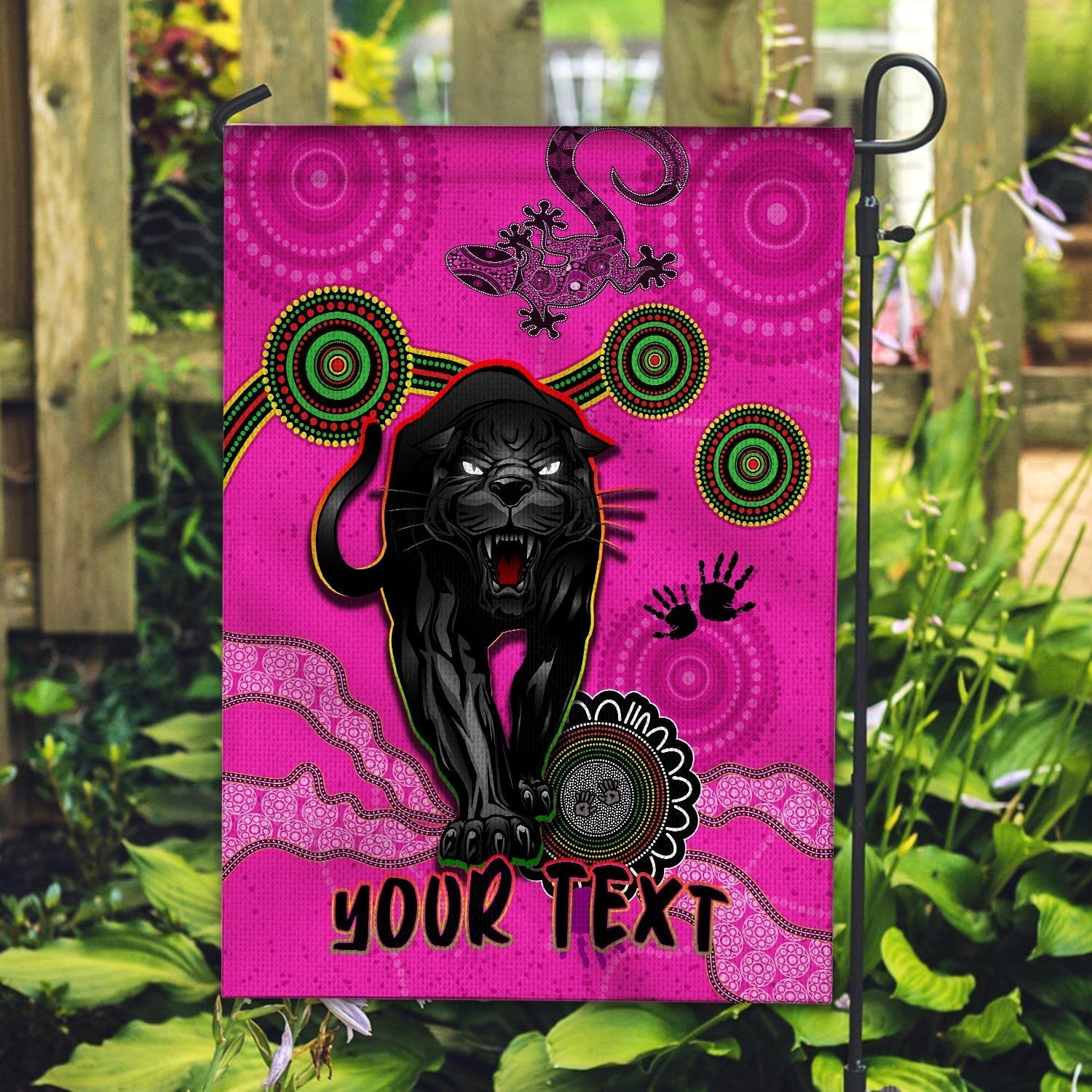 (Custom Personalised) Panthers Flag Aboriginal with Lizard - Vibe Hoodie Shop