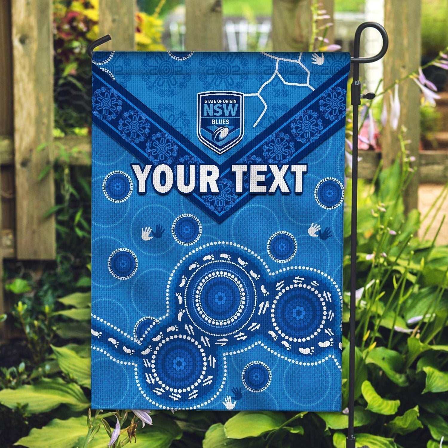 (Custom Personalised) NSW Blues Rugby Flag New South Wales Aboriginal Dot Painting Unique Version - Vibe Hoodie Shop