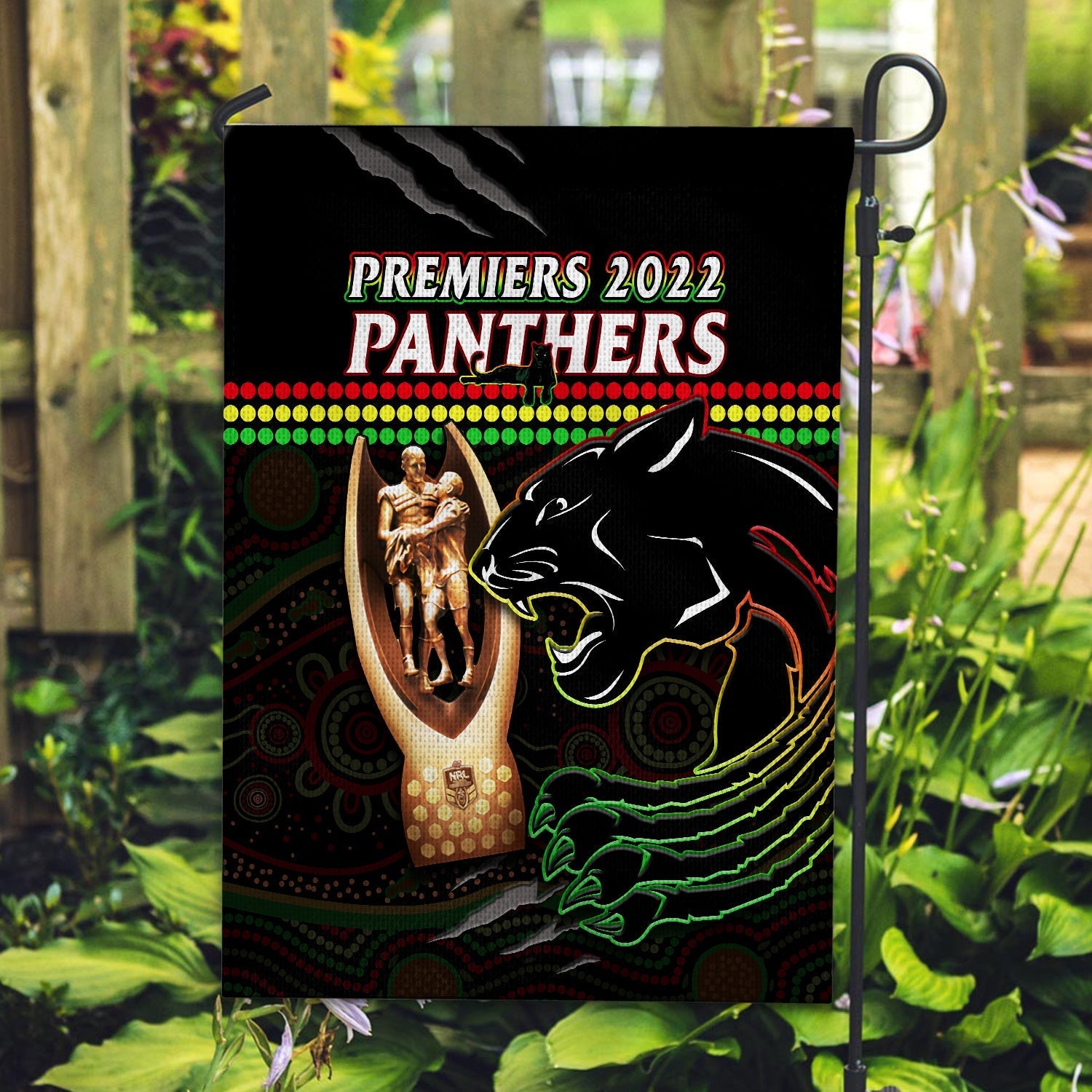 Panthers Rugby Flag The Riff 2022 Premiers Aboriginal Art - Vibe Hoodie Shop