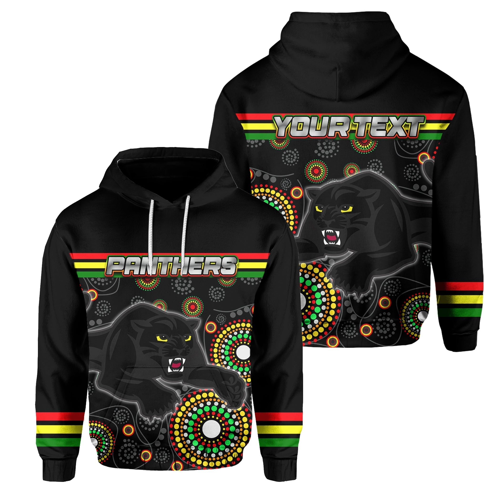 (Custom Personalised) Panthers Hoodie Aboriginal Patterns LT6 - Vibe Hoodie Shop