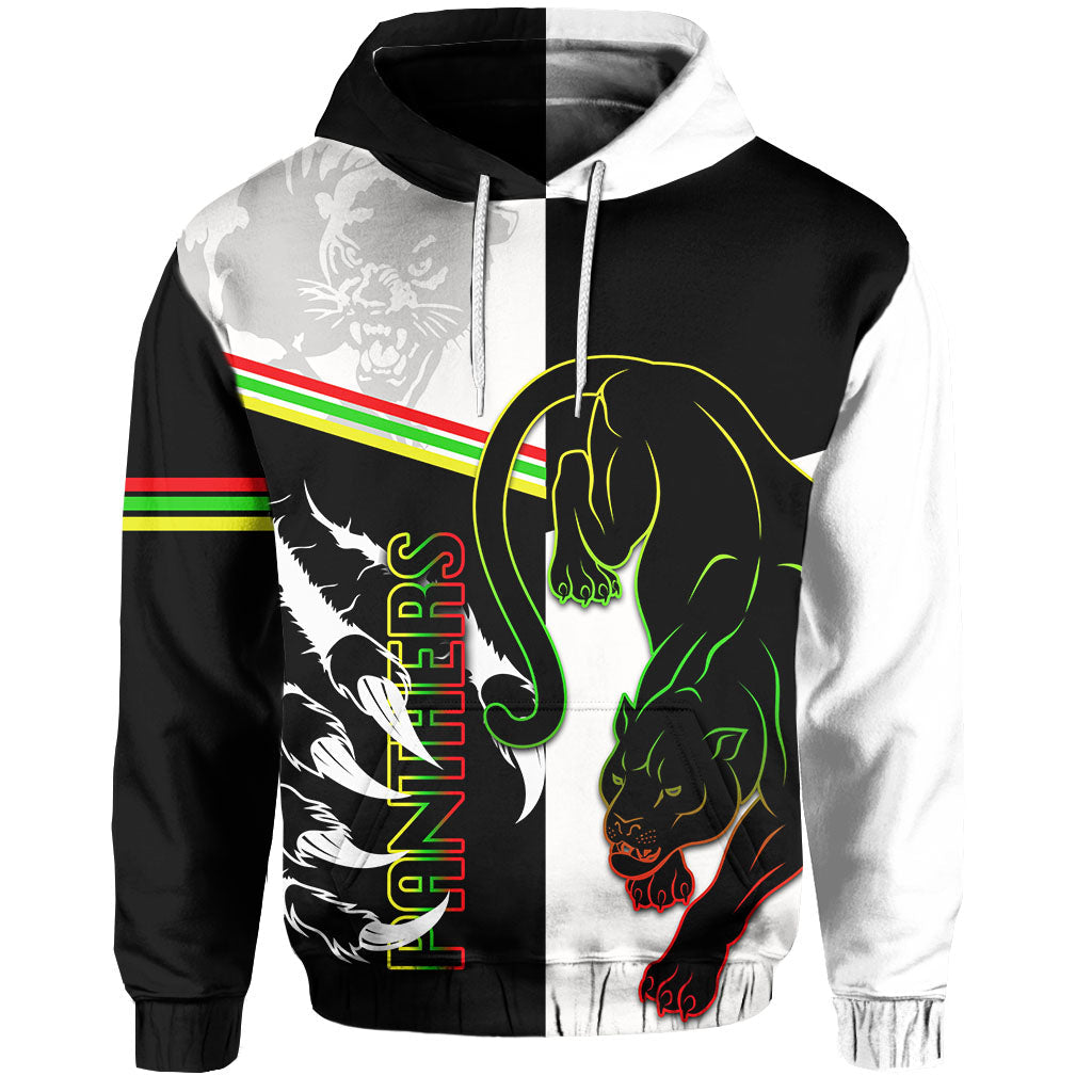 (Custom Personalised) Panthers Hoodie Claws Half Black - White Style LT6 - Vibe Hoodie Shop