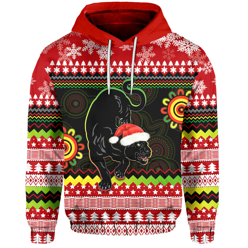 Panthers Christmas Hoodie Penrith Snow mix Indigenous LT13 - Vibe Hoodie Shop