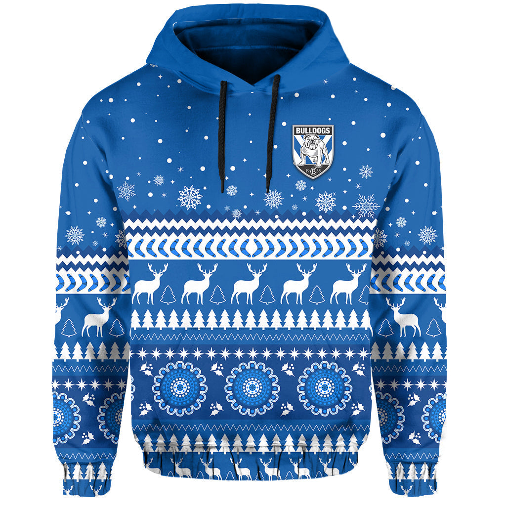 (Custom Personalised) Bulldogs Hoodie Christmas Canterbury Bankstown LT13 - Vibe Hoodie Shop