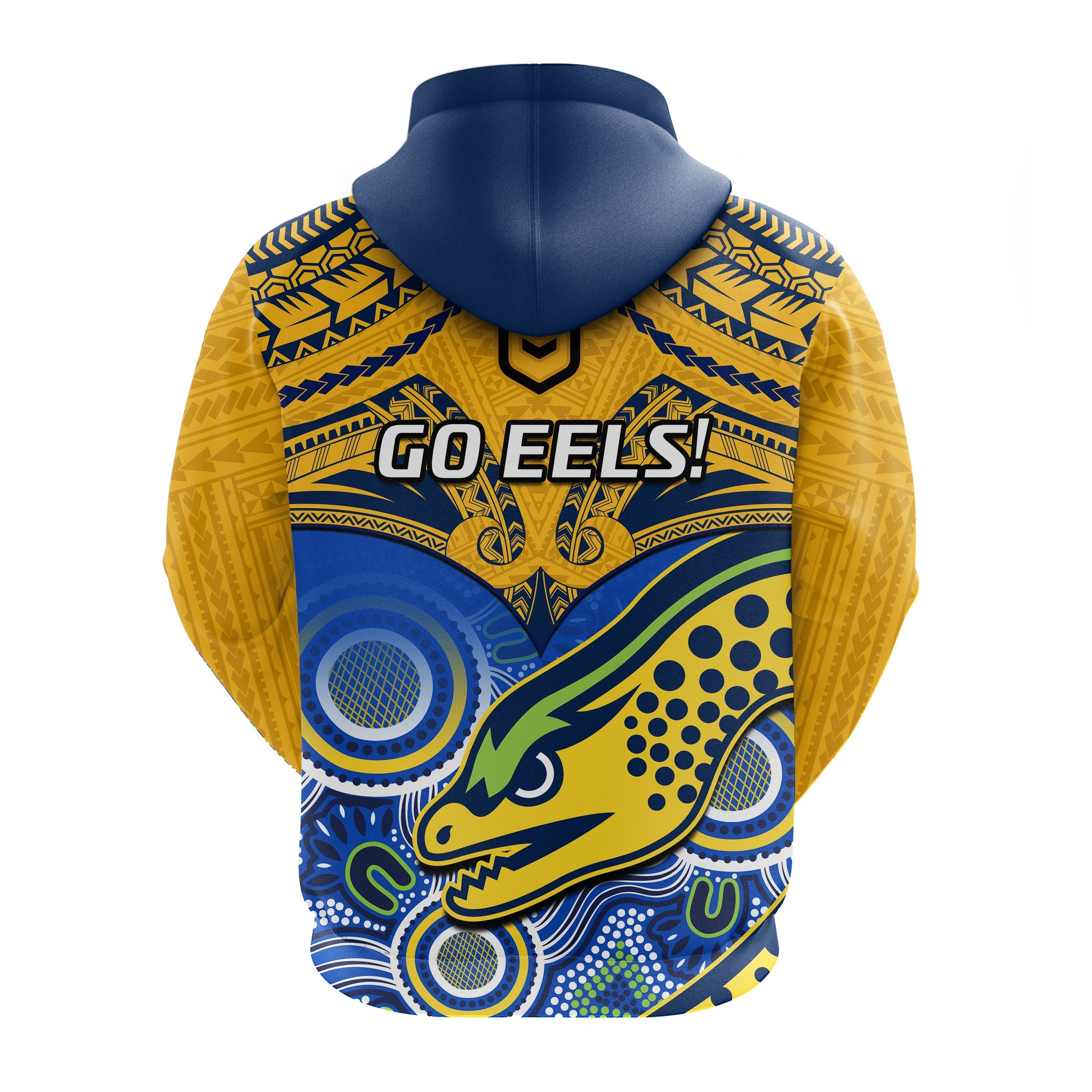 Parramatta Rugby 2023 Hoodie Go Eels Polynesian Mix Indigenous Art - Vibe Hoodie Shop