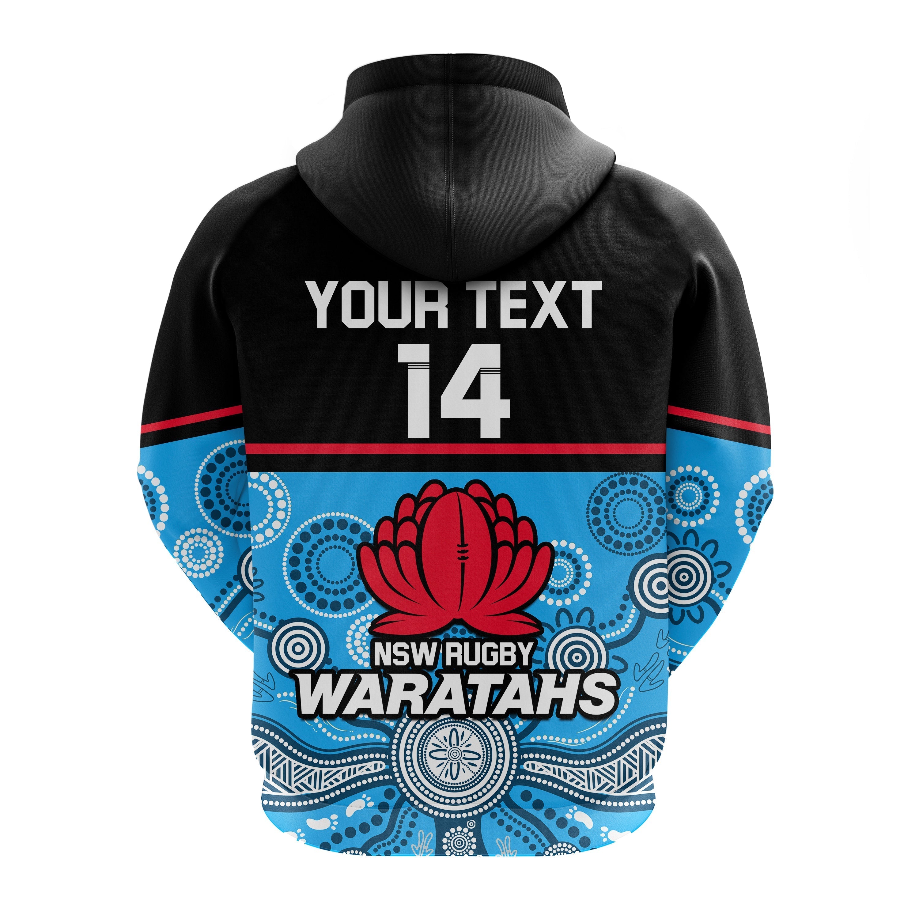 (Custom Text And Number) Waratahs Super Rugby 2023 Hoodie NSW Tahs Indigenous Art - Vibe Hoodie Shop