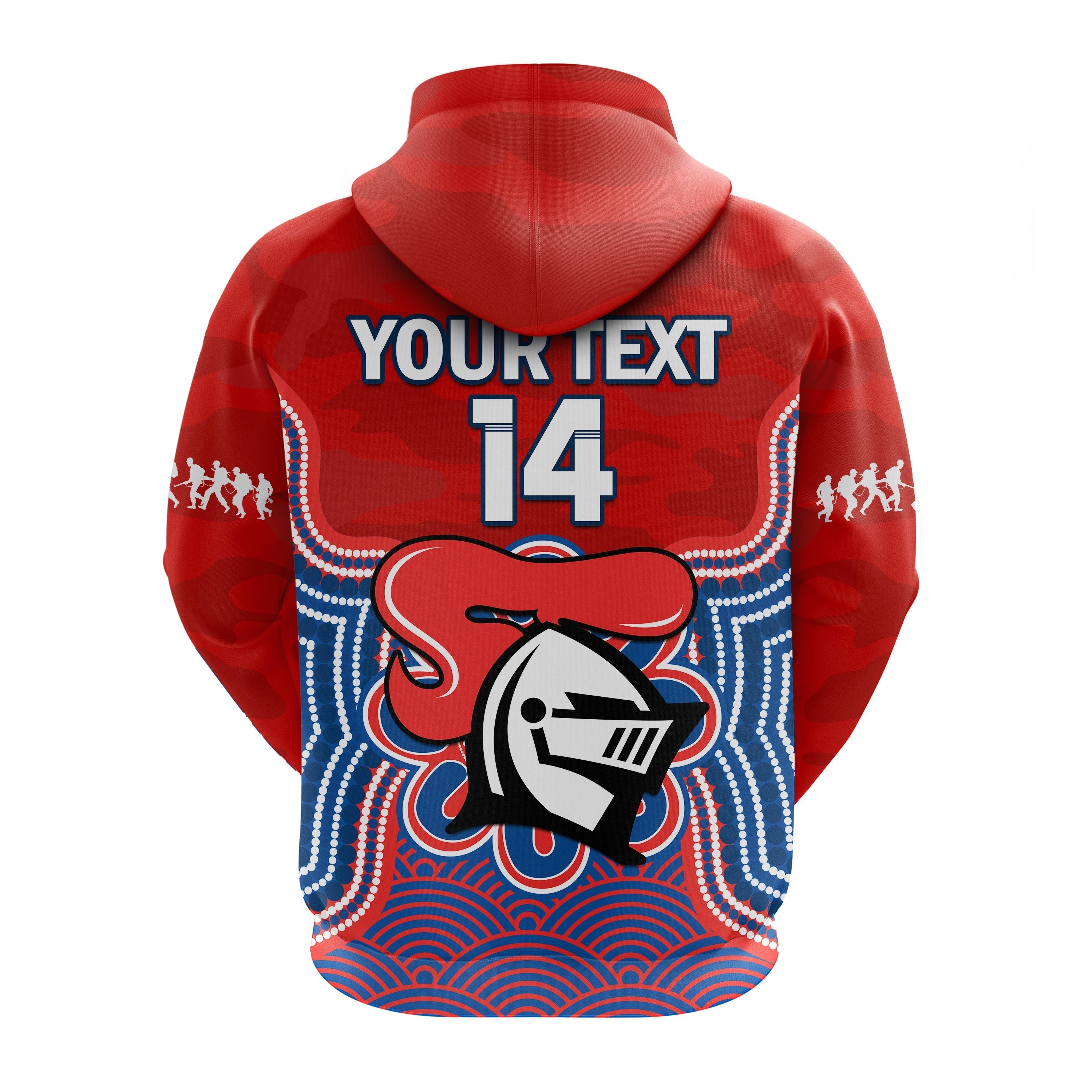 (Custom Text And Number) Knights ANZAC 2023 Hoodie Camouflage Poppy Mix Aboriginal - Vibe Hoodie Shop