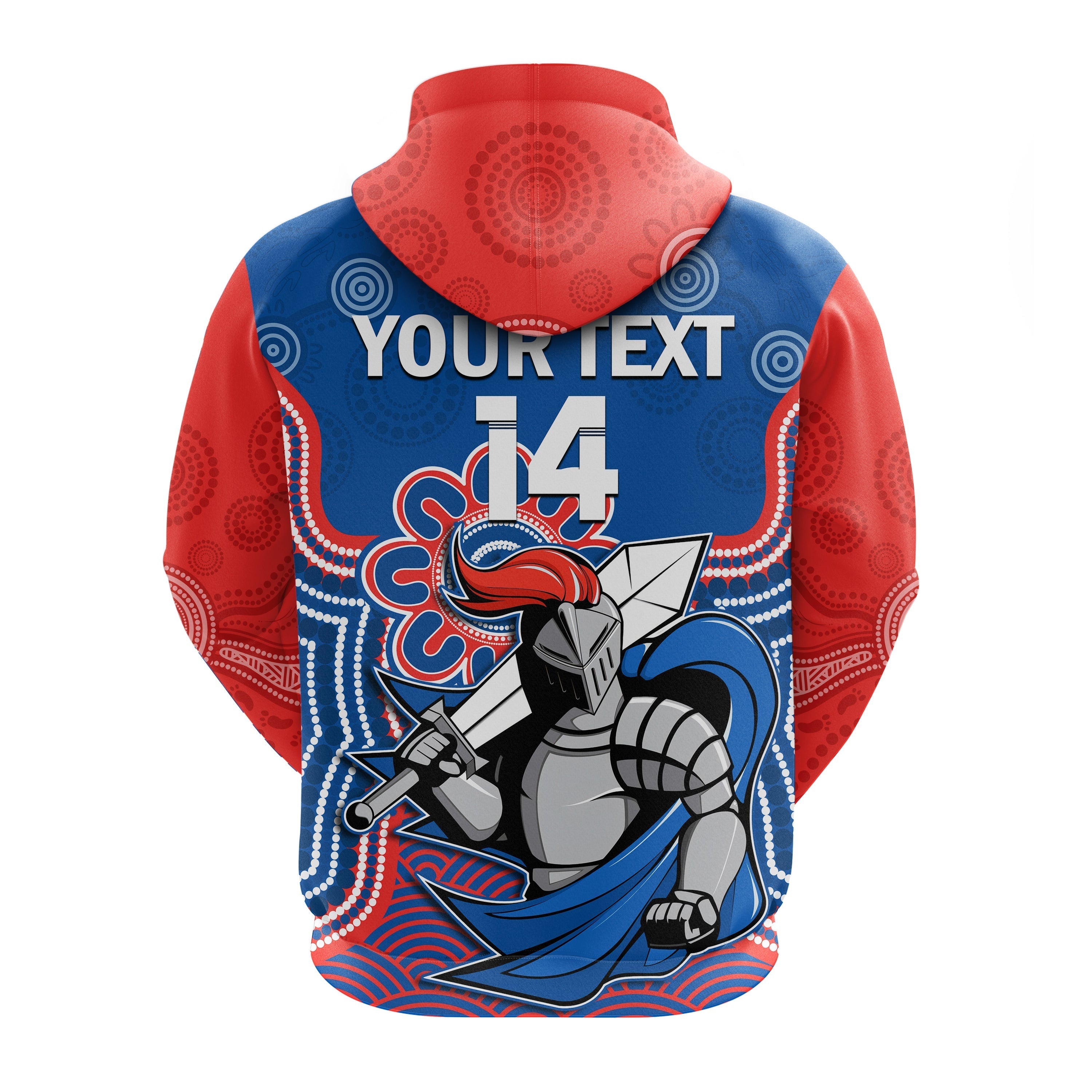 (Custom Text And Number) Knights Rugby Hoodie Novocastrians 1987 Aboriginal Art - Vibe Hoodie Shop