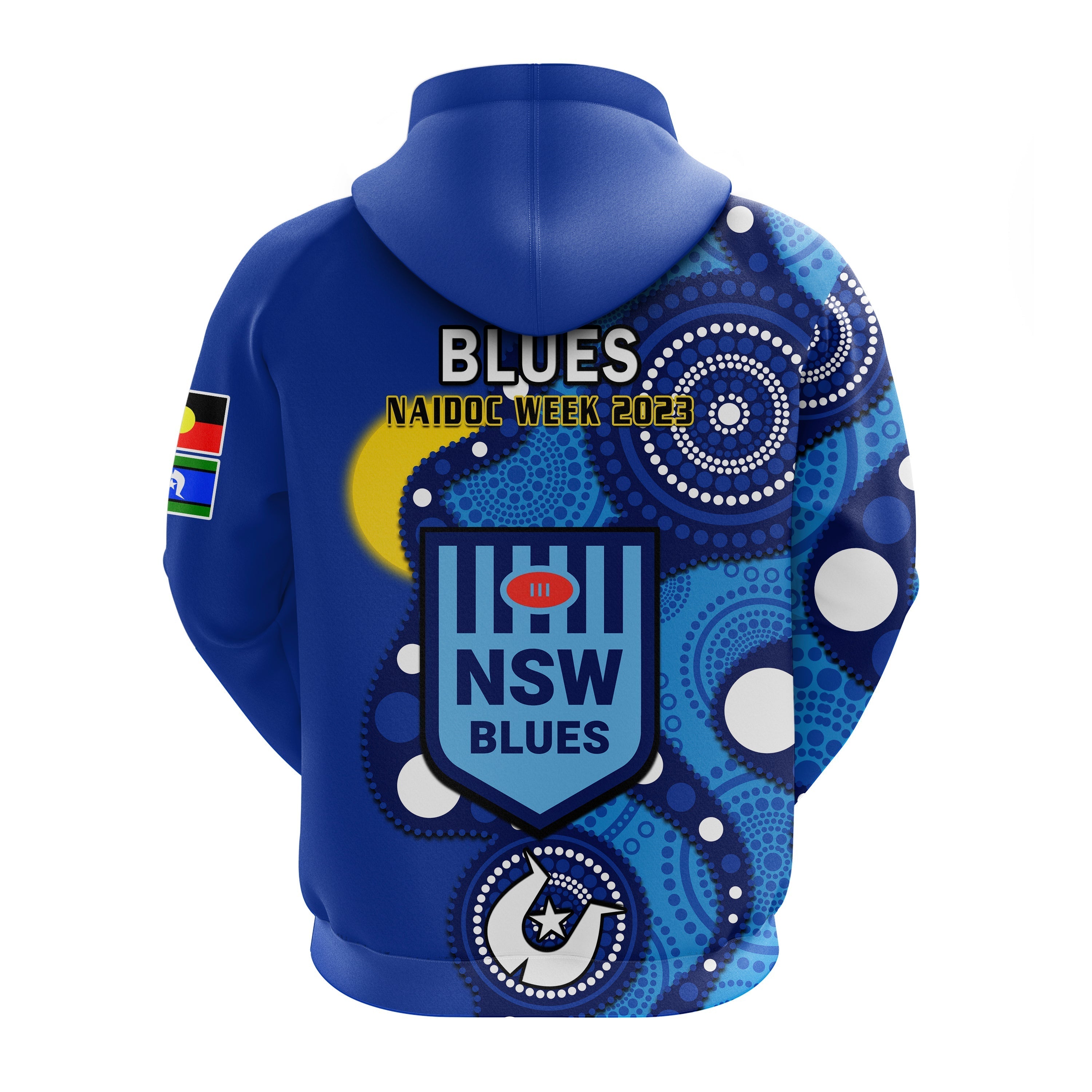Blues Rugby NAIDOC 2023 Hoodie NSW For Our Elders Indigenous Art - Vibe Hoodie Shop