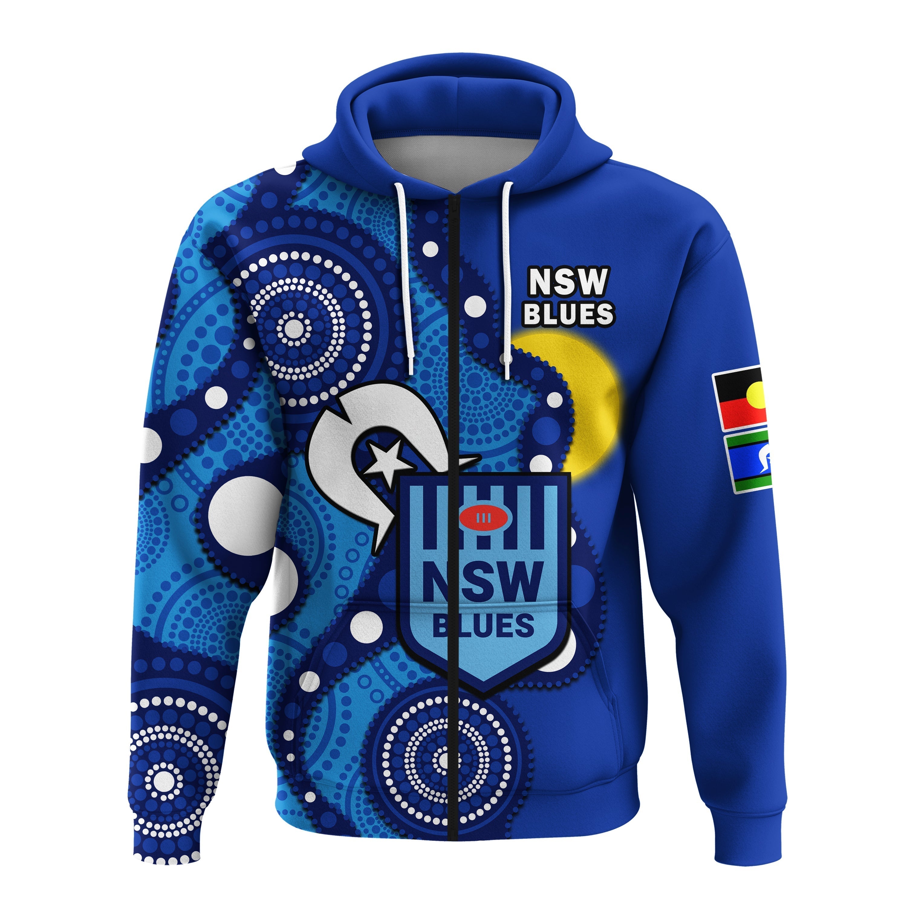 Blues Rugby NAIDOC 2023 Hoodie NSW For Our Elders Indigenous Art - Vibe Hoodie Shop