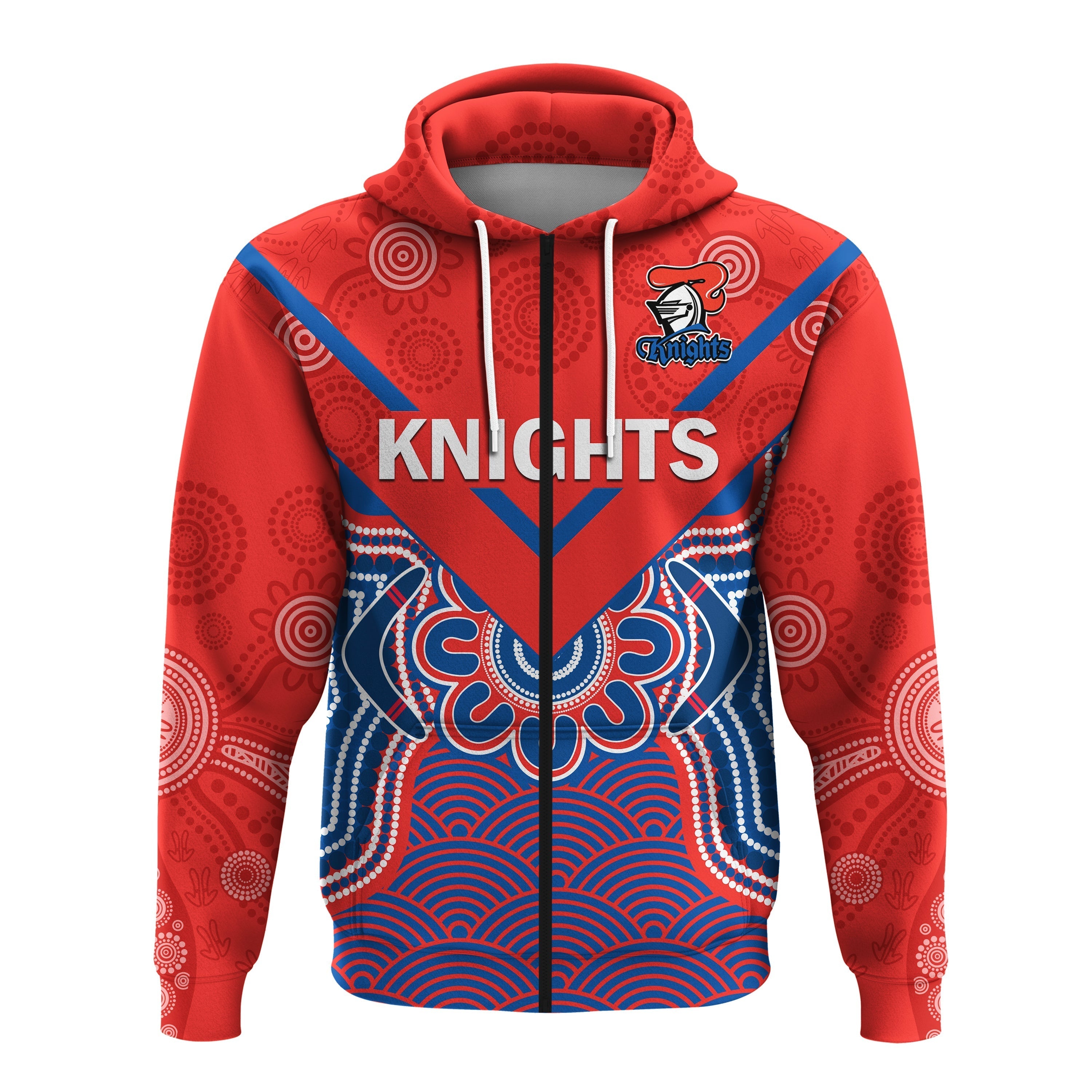 (Custom Text And Number) Knights Rugby Hoodie Novocastrians 1987 Aboriginal Art - Vibe Hoodie Shop