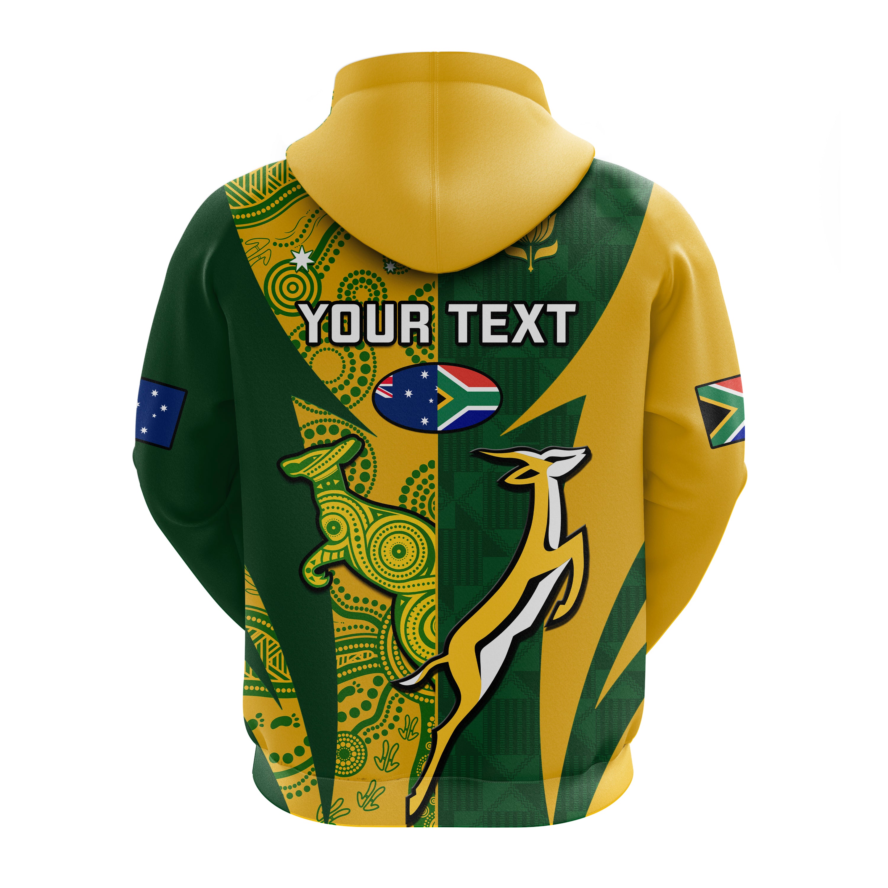 Personalised Australia Rugby And South Africa Rugby Hoodie 2023 Wallabies Mix Springboks - Vibe Hoodie Shop