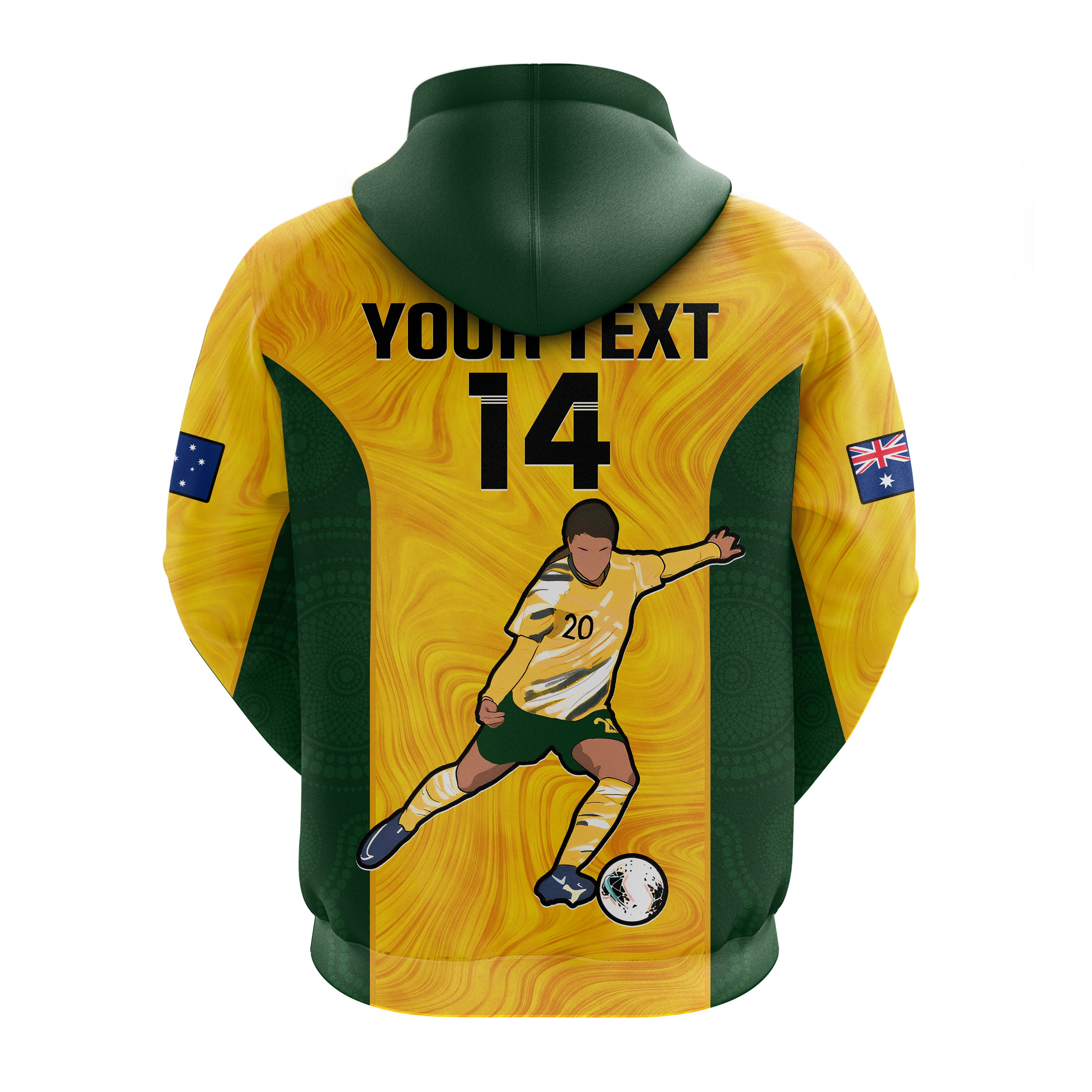 Custom Australia Soccer Hoodie Sam Kerr Matildas World Cup Yellow - Vibe Hoodie Shop