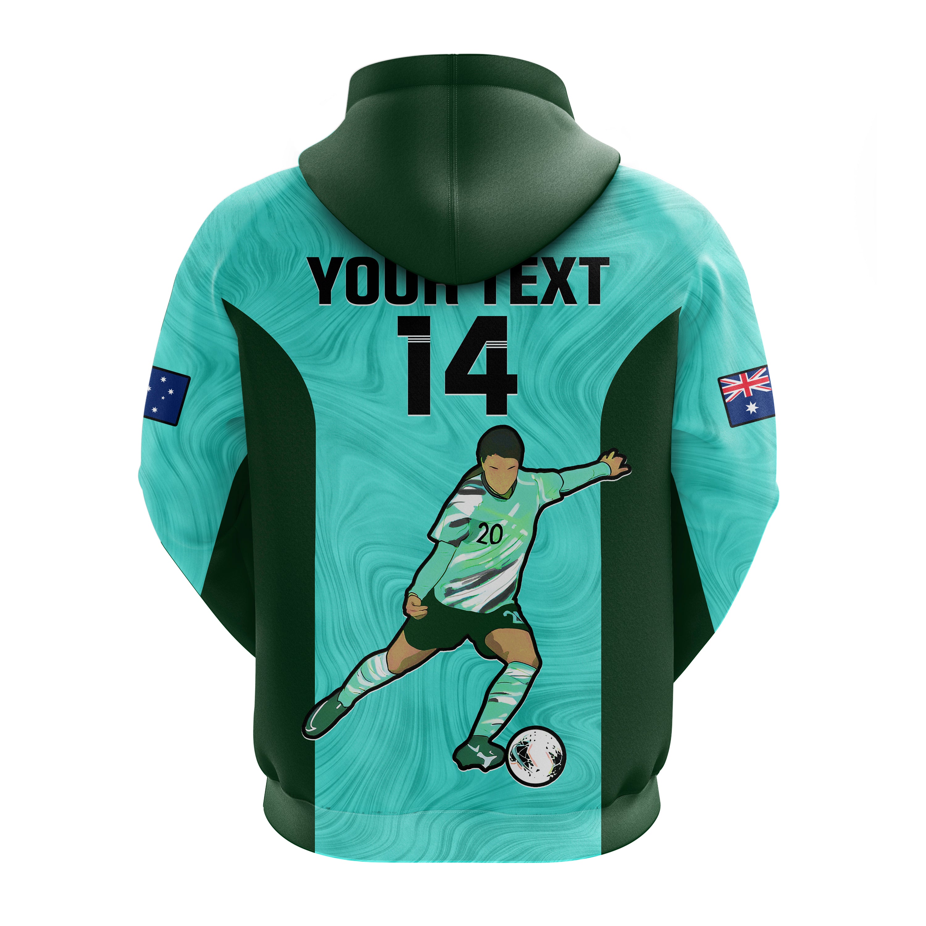Custom Australia Soccer Hoodie Sam Kerr Matildas World Cup Turquoise - Vibe Hoodie Shop