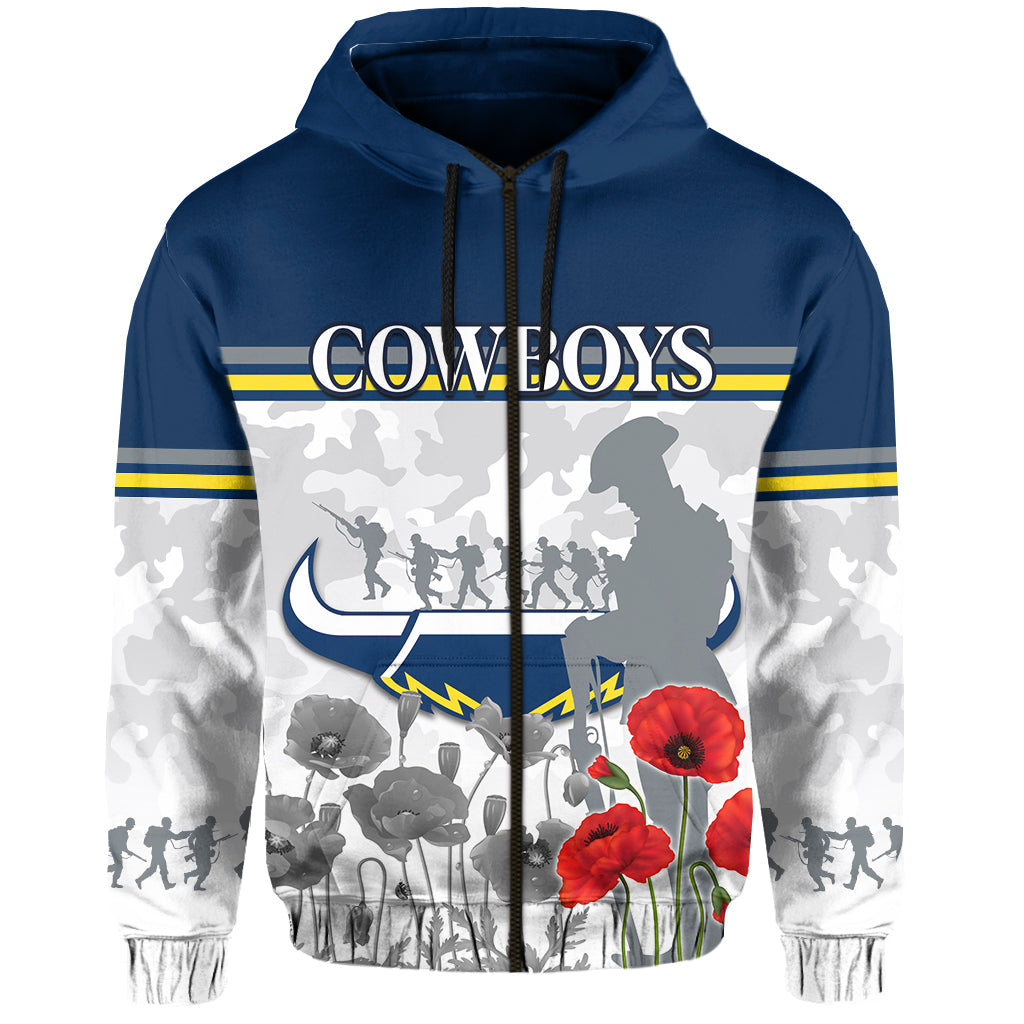 Cowboys ANZAC 2022 Hoodie Aboriginal Lest We Forget LT13 - Vibe Hoodie Shop