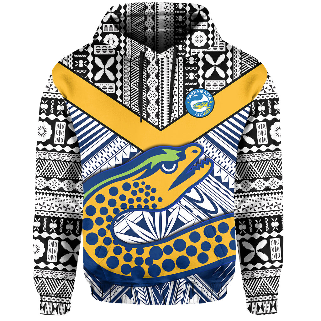 Eels Rugby Hoodie Polynesian Tapa Pattern Premiers LT13 - Vibe Hoodie Shop