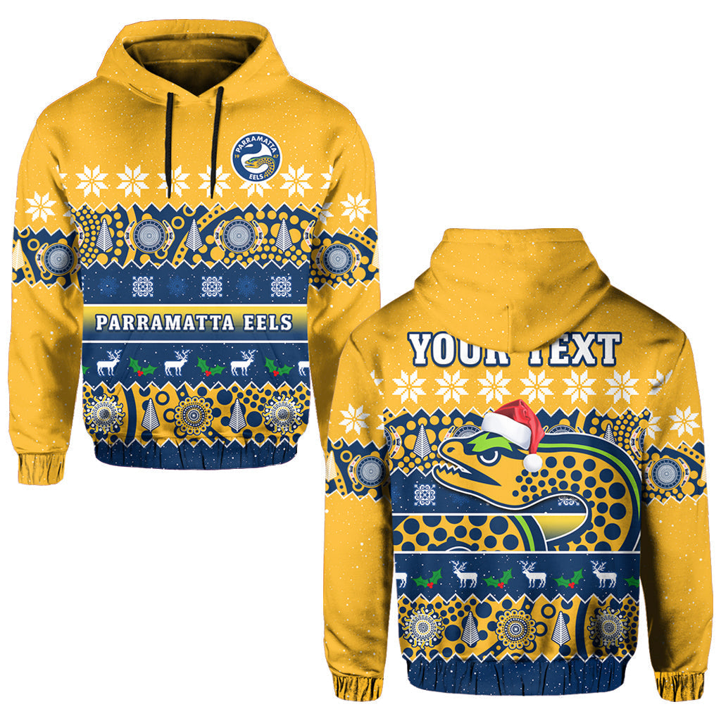 (Custom Personalised) Parramatta Eels Christmas Hoodie Parra Aboriginal Art Merry Xmas - Vibe Hoodie Shop