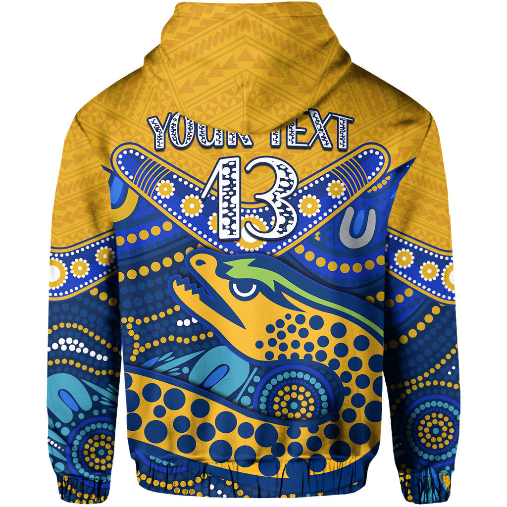 (Custom Text and Number) Eels Rugby Hoodie Aboriginal and Polynesia Parramatta LT13 - Vibe Hoodie Shop