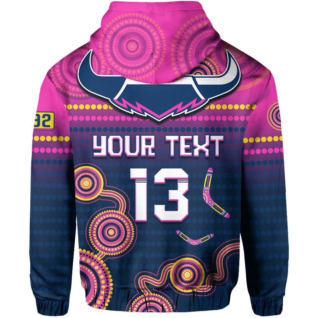 (Custom Text and Number) Cowboys Rugby Hoodie Aboriginal Go Premiers North Queensland LT13 - Vibe Hoodie Shop