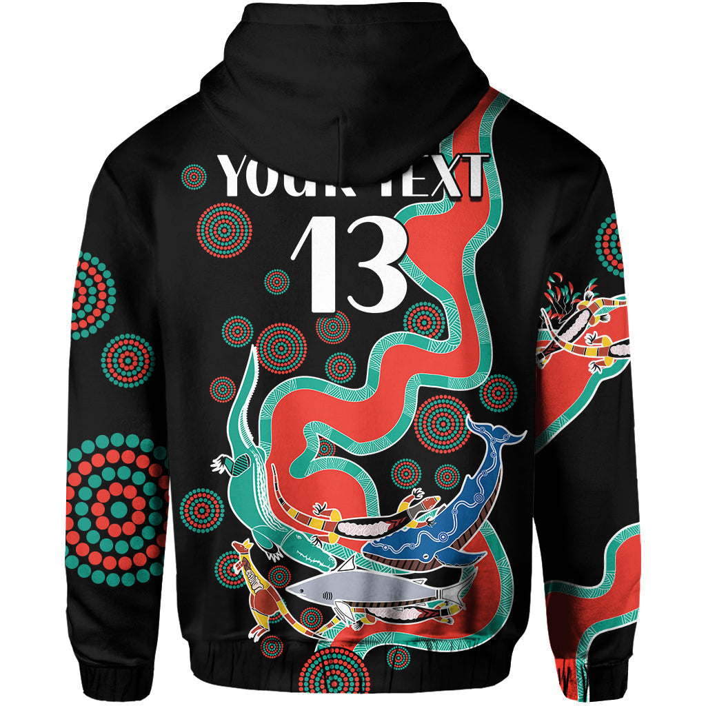 (Custom Text and Number) Rabbitohs Hoodie Go The Bunnies Aboriginal LT13 - Vibe Hoodie Shop