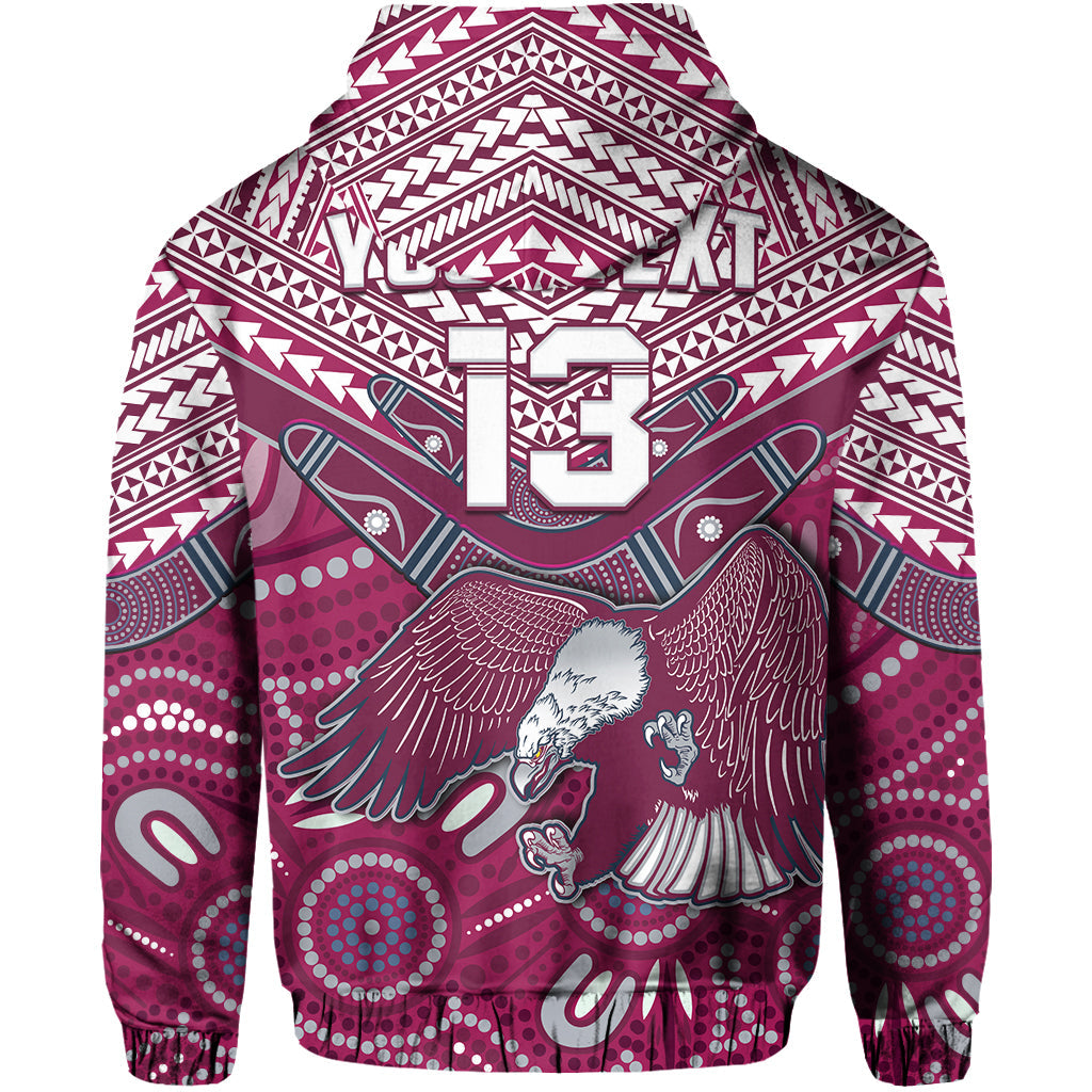 (Custom Text and Number) Sea Eagles Rugby Hoodie Aboriginal and Polynesia Manly Warringah LT13 - Vibe Hoodie Shop