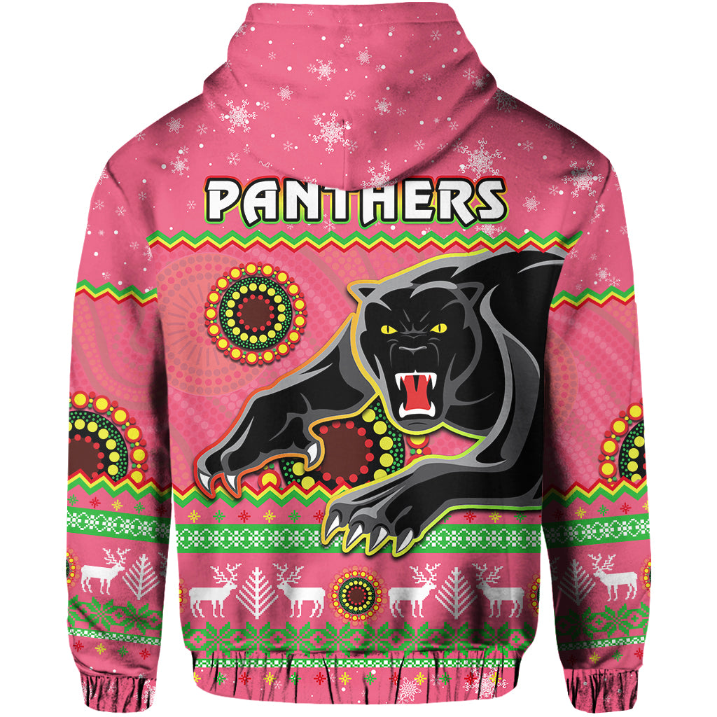 Panthers Christmas Hoodie Aboriginal Pattern Penrith Pink Version - Vibe Hoodie Shop