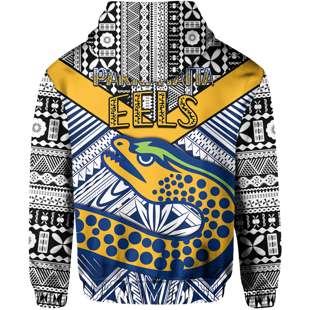 Eels Rugby Hoodie Polynesian Tapa Pattern Premiers LT13 - Vibe Hoodie Shop