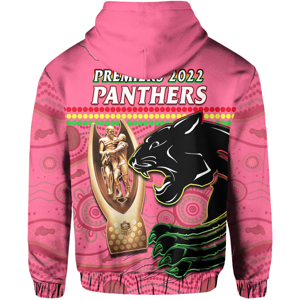 Panthers Rugby Hoodie The Riff 2022 Premiers Aboriginal Pink - Vibe Hoodie Shop