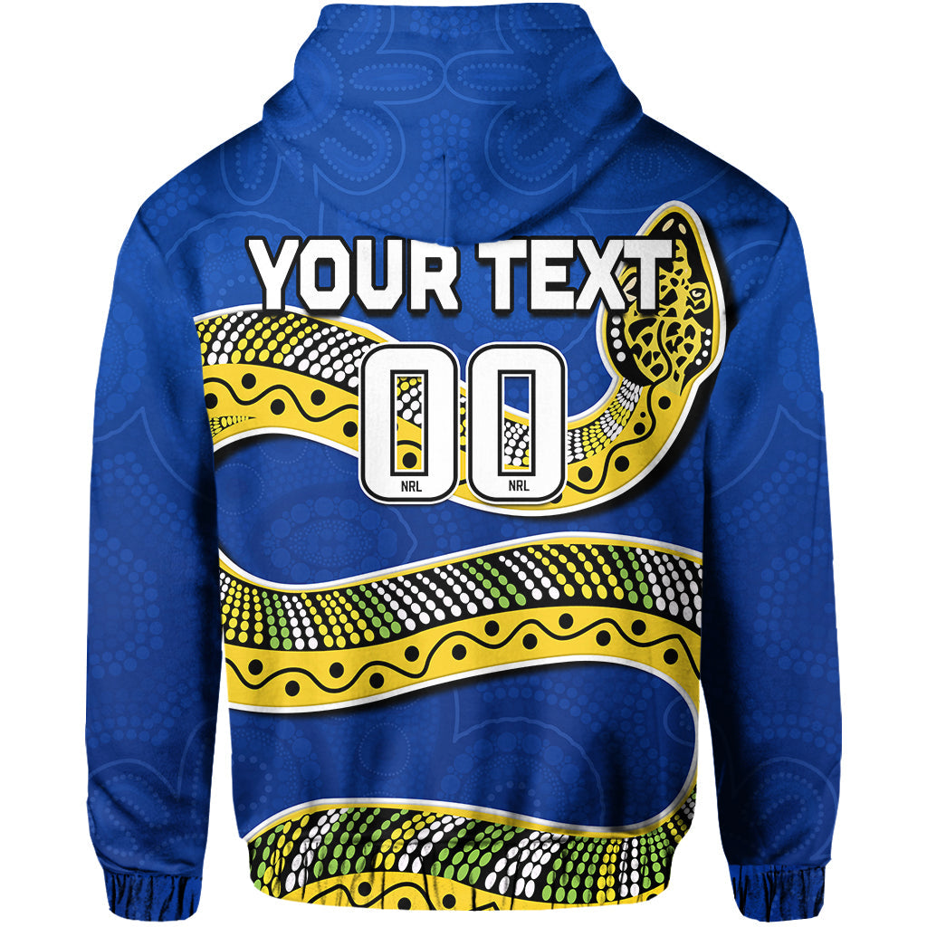 (Custom Text And Number) Eels Rugby Hoodie Aboriginal Art Simple Style - Vibe Hoodie Shop