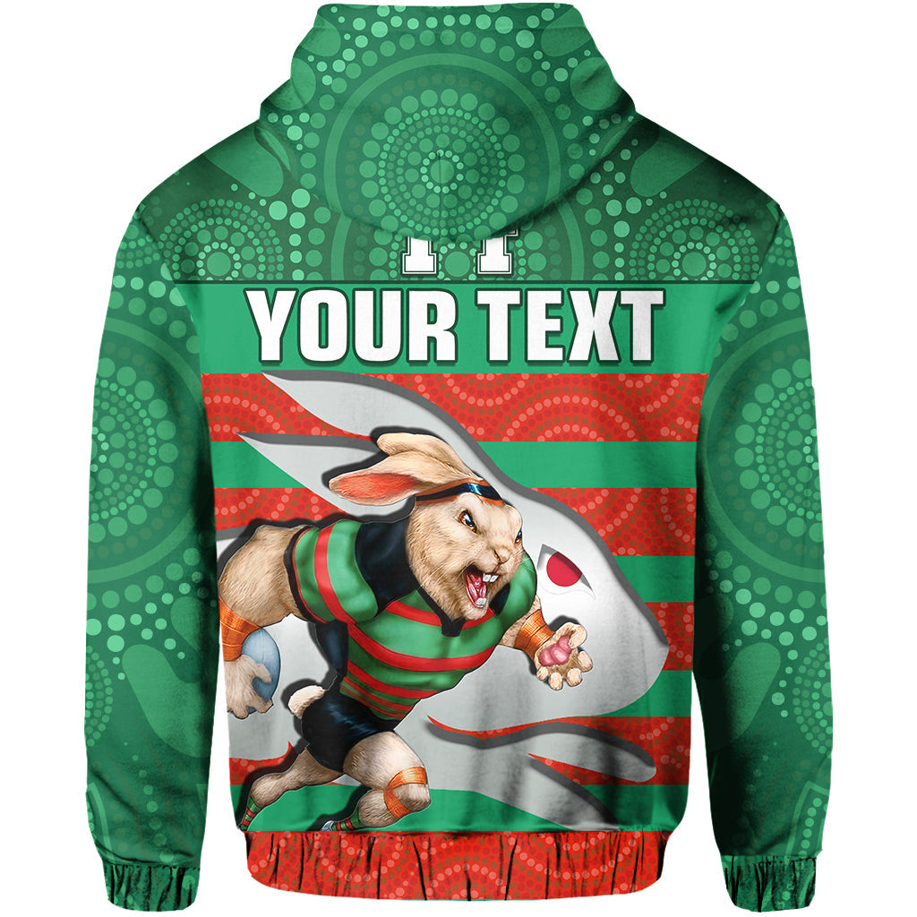 (Custom Text And Number) Rabbitohs Rugby Hoodie Aboriginal Dot Painting Glory Glory Sporty Style - Vibe Hoodie Shop