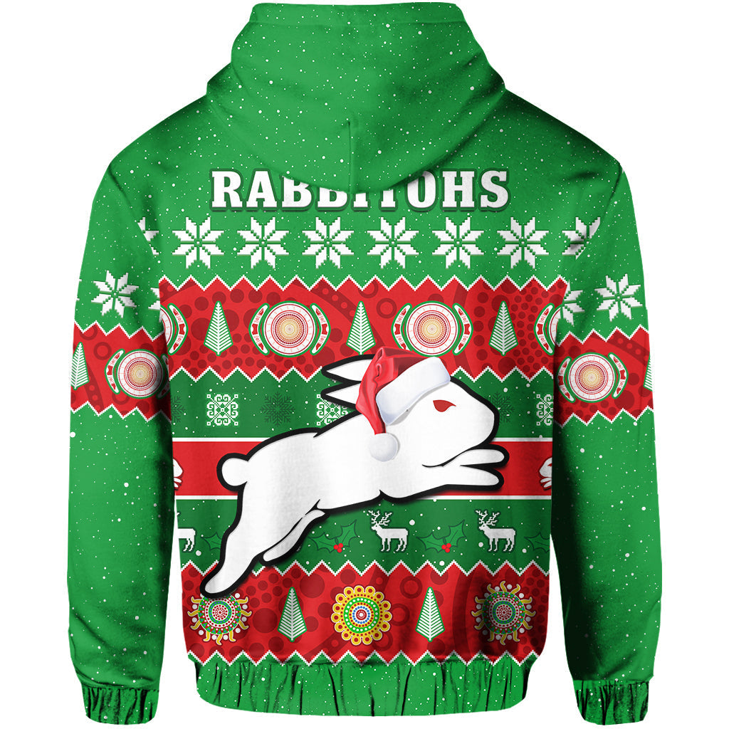 Rabbitohs Christmas Hoodie Souths Aboriginal Art Merry Xmas - Vibe Hoodie Shop