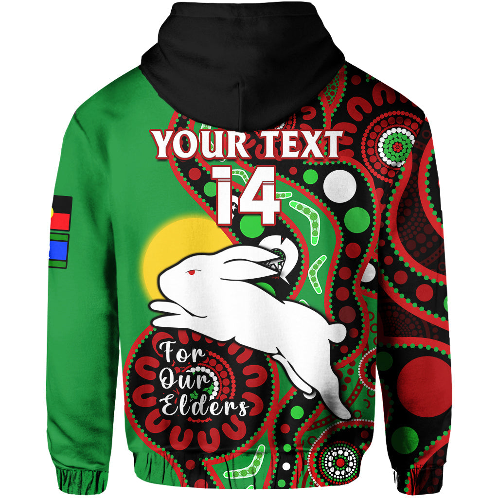 (Custom Text And Number) Rabbitohs Rugby NAIDOC 2023 Hoodie For Our Elders Aboriginal - Vibe Hoodie Shop