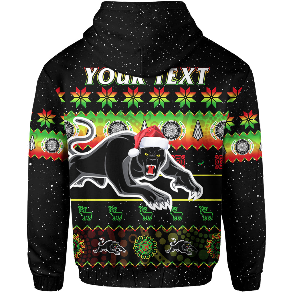 (Custom Personalised) Penrith Panthers Christmas Hoodie The Riff Aboriginal Art Merry Xmas - Vibe Hoodie Shop