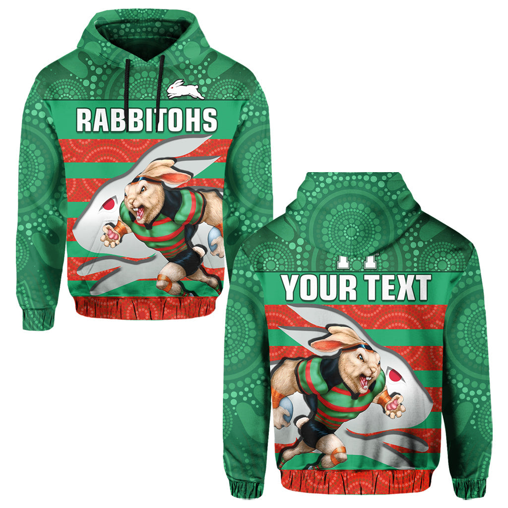 (Custom Text And Number) Rabbitohs Rugby Hoodie Aboriginal Dot Painting Glory Glory Sporty Style - Vibe Hoodie Shop