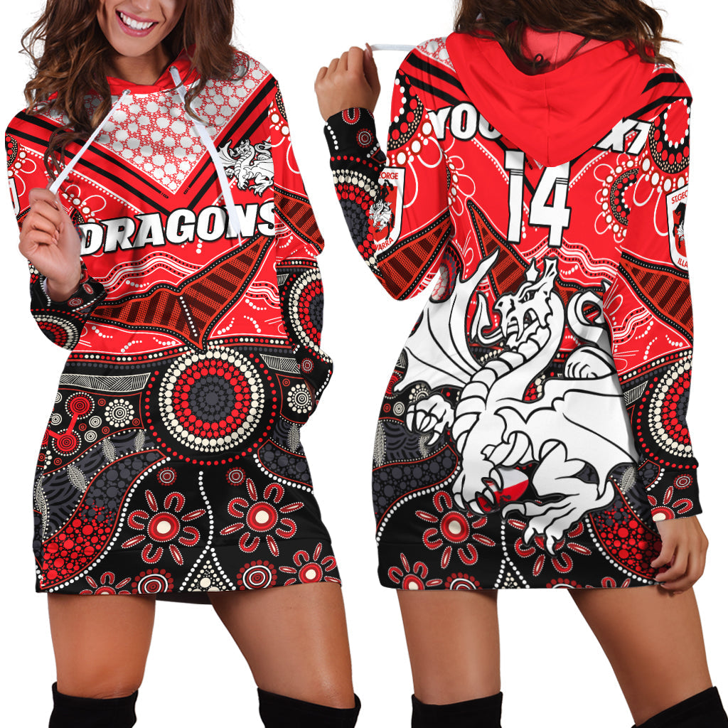 custom-text-and-number-dragons-rugby-hoodie-dress-indigenous-pattern-artsy-version