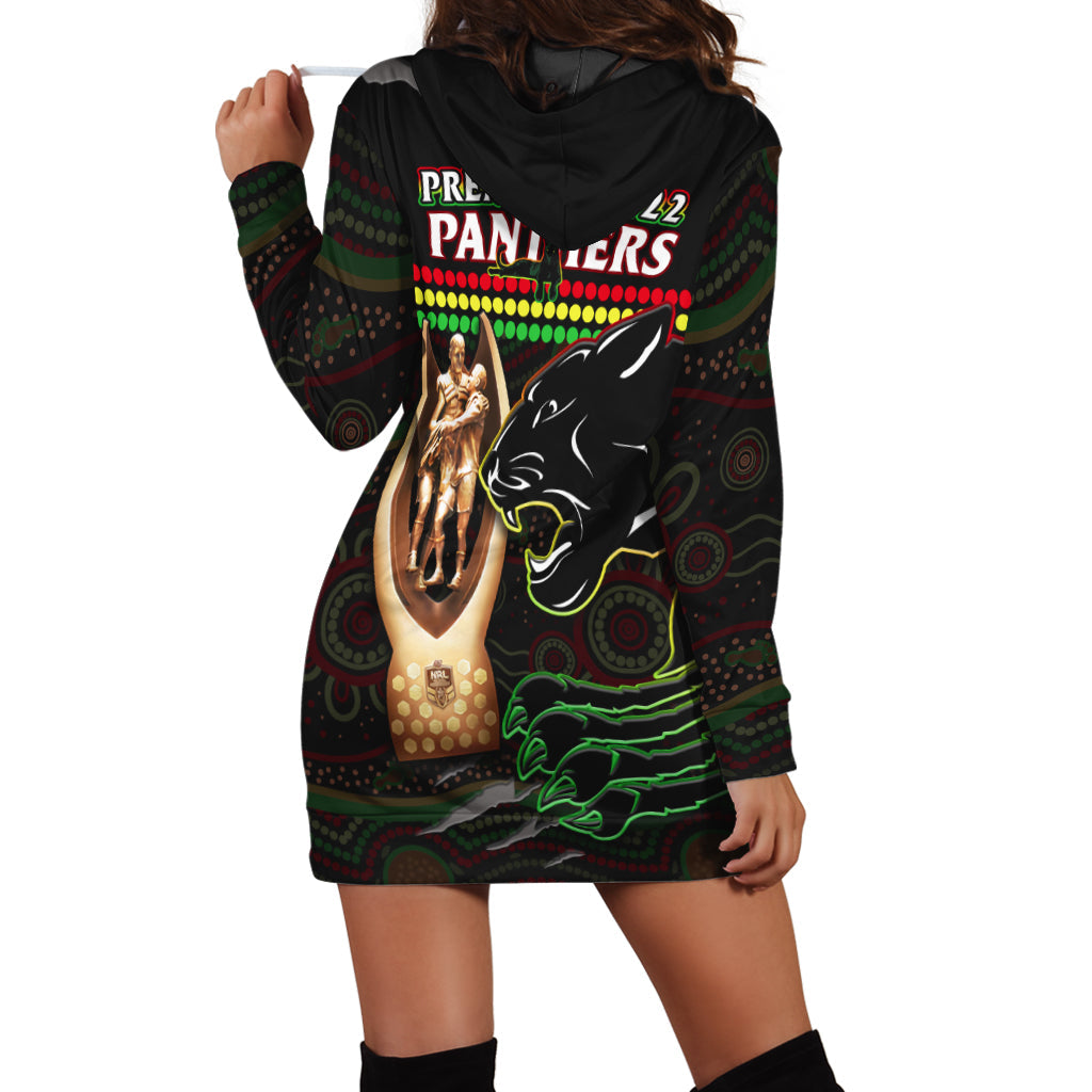 Panthers Rugby Hoodie Dress The Riff 2022 Premiers Aboriginal Art - Vibe Hoodie Shop