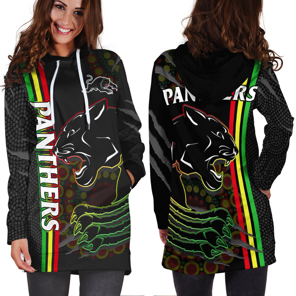 Panthers Rugby Hoodie Dress The Mountain Men Aboriginal Art Dynamic - Vibe Hoodie Shop