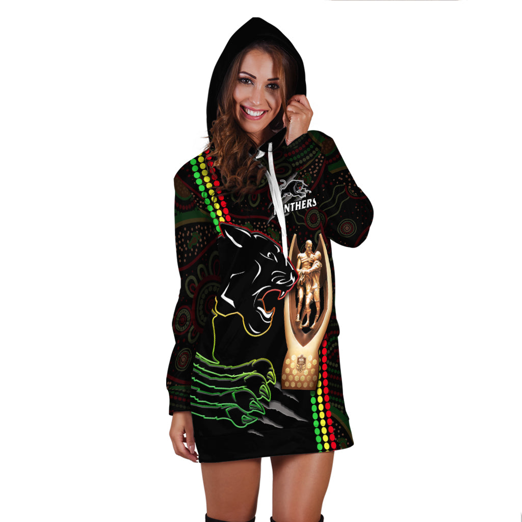 Panthers Rugby Hoodie Dress The Riff 2022 Premiers Aboriginal Art - Vibe Hoodie Shop