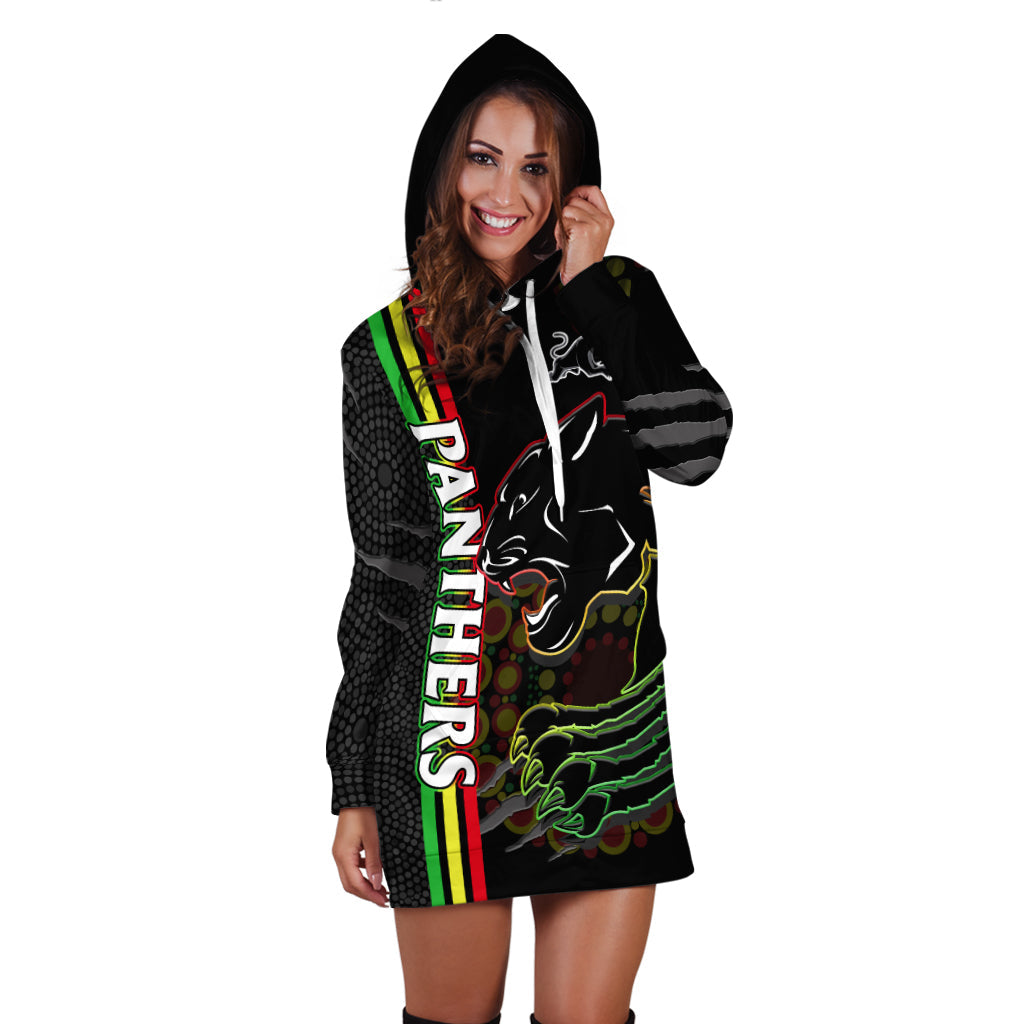 Panthers Rugby Hoodie Dress The Mountain Men Aboriginal Art Dynamic - Vibe Hoodie Shop