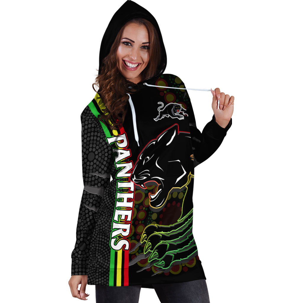 Panthers Rugby Hoodie Dress The Mountain Men Aboriginal Art Dynamic - Vibe Hoodie Shop