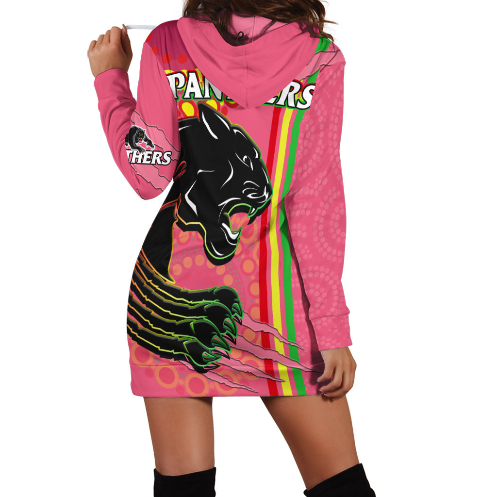 Panthers Rugby Hoodie Dress The Mountain Men Aboriginal Art Dynamic Pink Version - Vibe Hoodie Shop