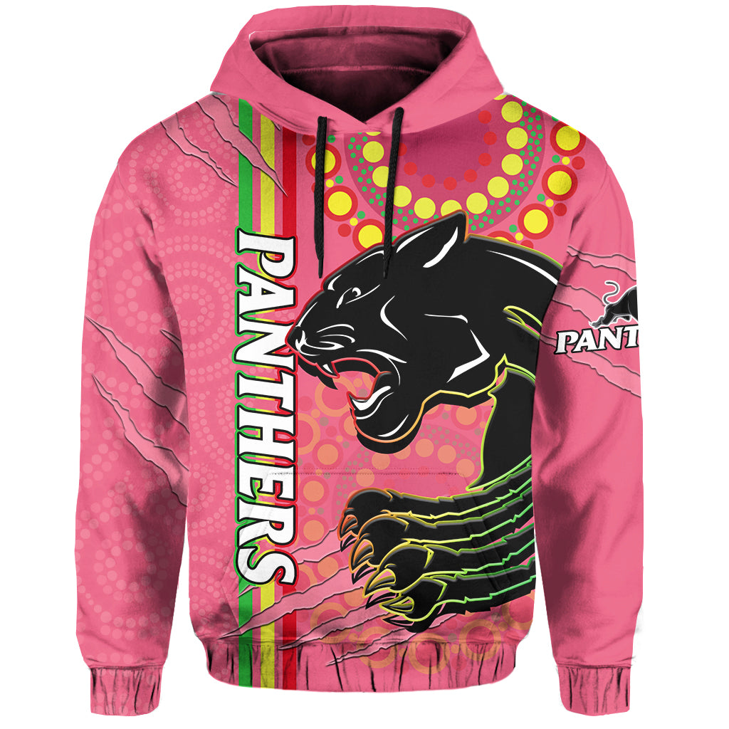 Panthers Rugby Hoodie The Mountain Men Aboriginal Art Dynamic Pink Version - Vibe Hoodie Shop