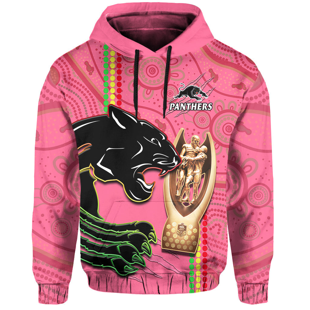 Panthers Rugby Hoodie The Riff 2022 Premiers Aboriginal Pink - Vibe Hoodie Shop