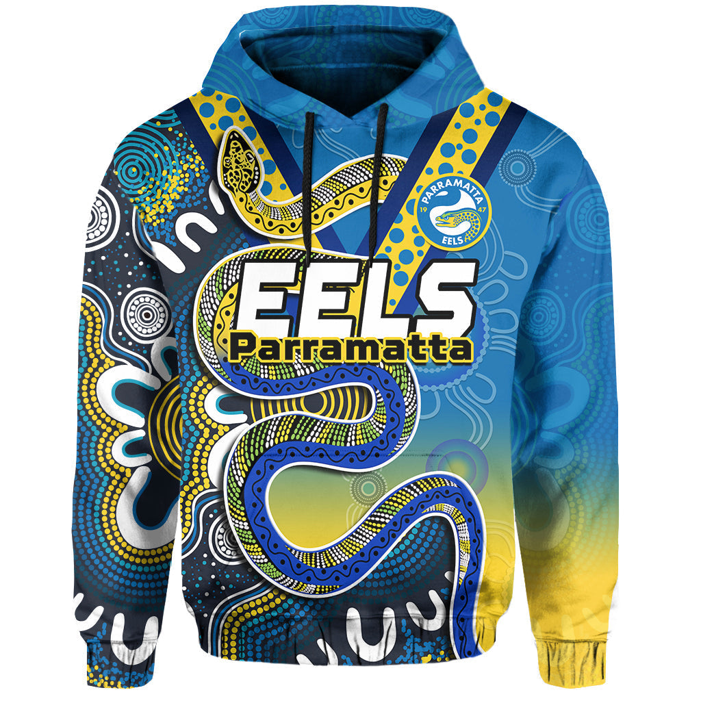 Eels Rugby Hoodie Aboriginal Art Sporty Style - Vibe Hoodie Shop