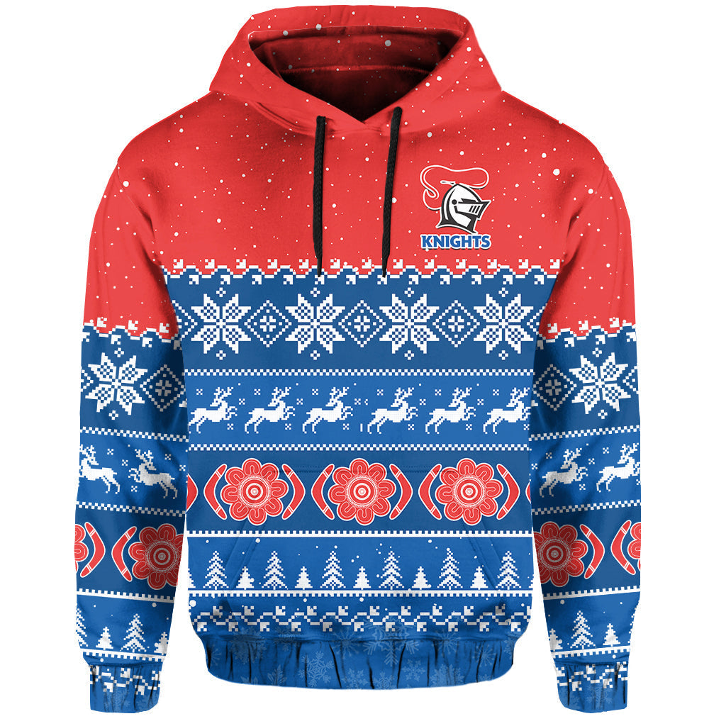 Knights Rugby Hoodie Indigenous Newcastle Merry Christmas - Vibe Hoodie Shop